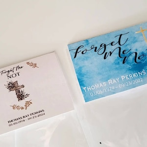 Funeral service | church in memory of memorial service reception sachets | pouches or seed packet favors bereavement forget me not SET OF 10