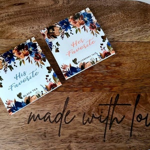 Personalized Floral Tea Bag Favors: Bridal Shower, Wedding (Set)