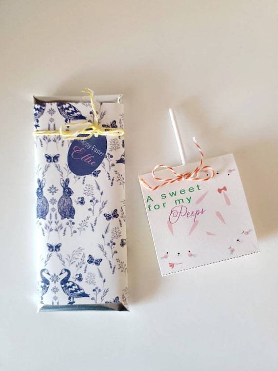 Easter spring floral candy bars favors | custom basket fillers gifts catholic religious | candy bunny lollipop classroom treats | SET OF 10 Il_570xn