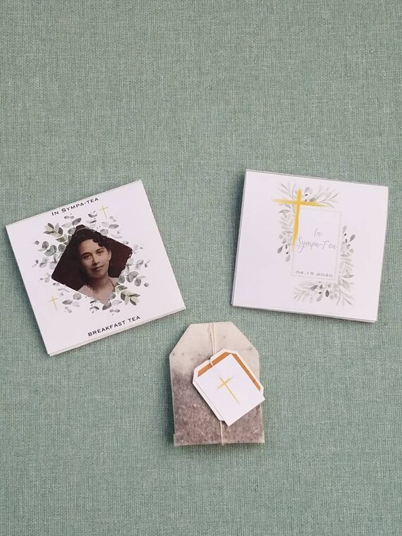 Funeral church reception with sympathy gifts tea bag favors ⎜ custom tea bags catholic christian bereavement wrappers envelope | SET OF 10 Il_570xn