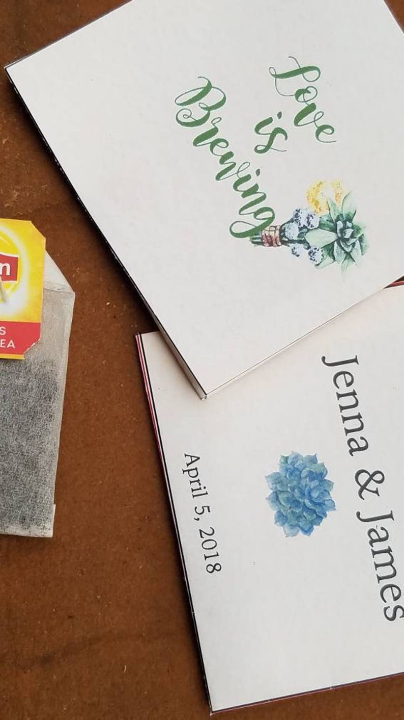 SET OF 10 Wedding tea bag favors \u239c custom tea bags \u239c personalized tea wrappers \u239c tea envelope bridal shower party \u239c baby love is brewing