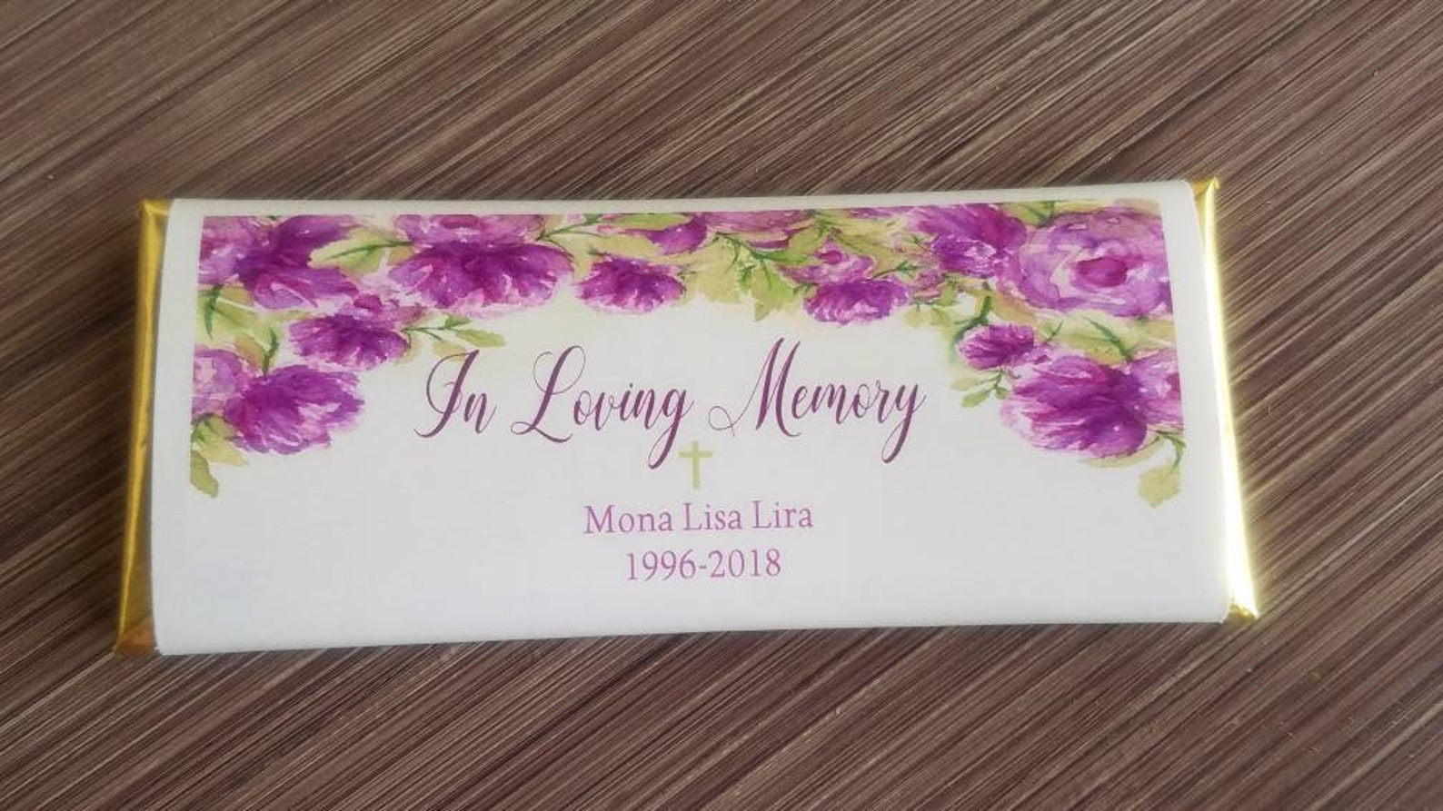 Funeral chocolate bar favors personalized photo in loving Etsy