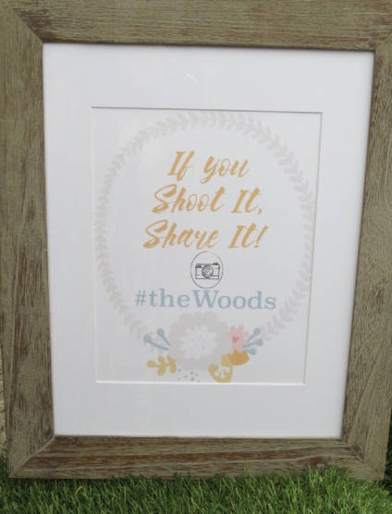 Wedding reception social media sign⎜if you shoot it share it⎜personalized wedding signs⎜custom wedding wreath design⎜camera photo shoot sign Il_570xn