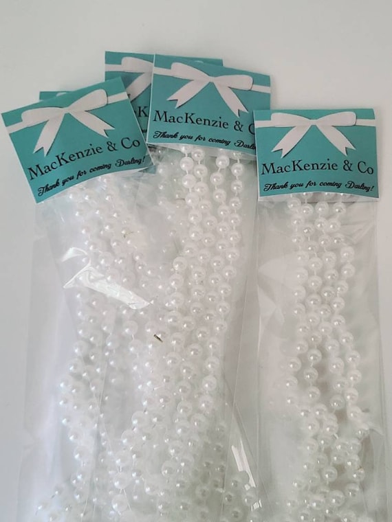 Breakfast at Tiffany party pearl necklace gifts jewelry kids favors Audrey Hepburn party theme vogue model fancy costume jewels SET OF 10