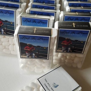 Funeral reception bereavement tic tacs photo mint labels favors sympathy gifts In loving memory tictacs memorial service celebration of life image 6