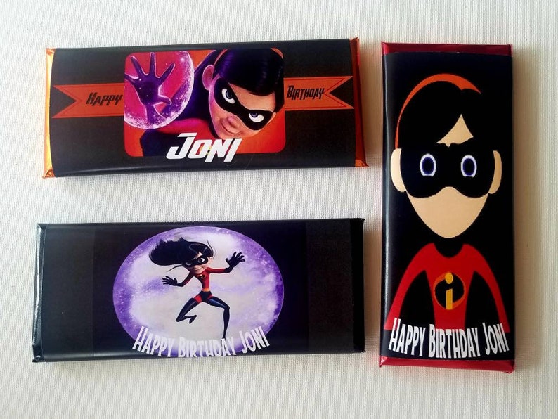 Incredibles Jack Jack birthday party favors chocolate bars Etsy