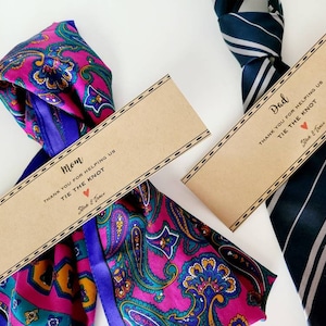 Personalized Tie Wrap: Father of Bride Groom Gift, Wedding Favor