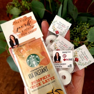 Realtor company real estate closing corporate branding meeting coffee perk mints gifts favors welcome personalized new home client tradeshow