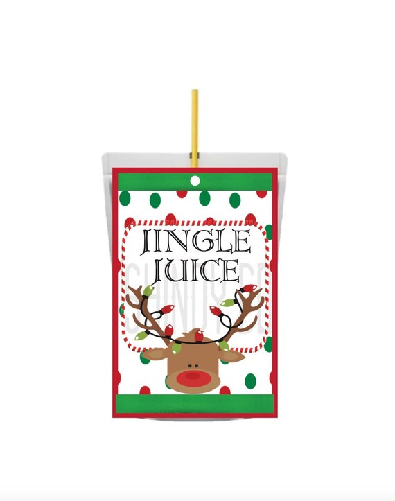 Non candy juice box Christmas day classroom treats giveaways jingle juice reindeer fun pancakes and pajama party labels | SET OF 10 Il_570xn