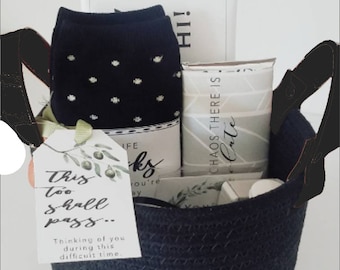 Encouragement Gift Basket: Spa, Candle, Snacks Care Package