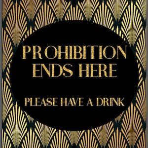 Gatsby Wedding Bar Sign: Black and Gold Art Deco Reception Decor