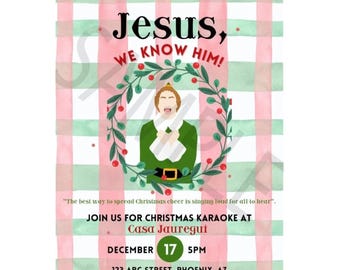 Elf the movie party Invitations ⎜ Christmas karaoke sleepover ⎜ sing holiday songs Invites ⎜ digital file invite
