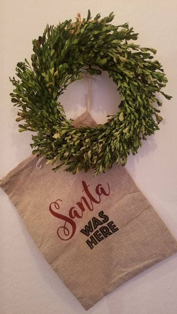 Burlap rustic farmhouse Christmas gift sack | Holiday presents bag |Santa was here or Ho Ho Ho | Holiday home under the tree decoration Il_570xn