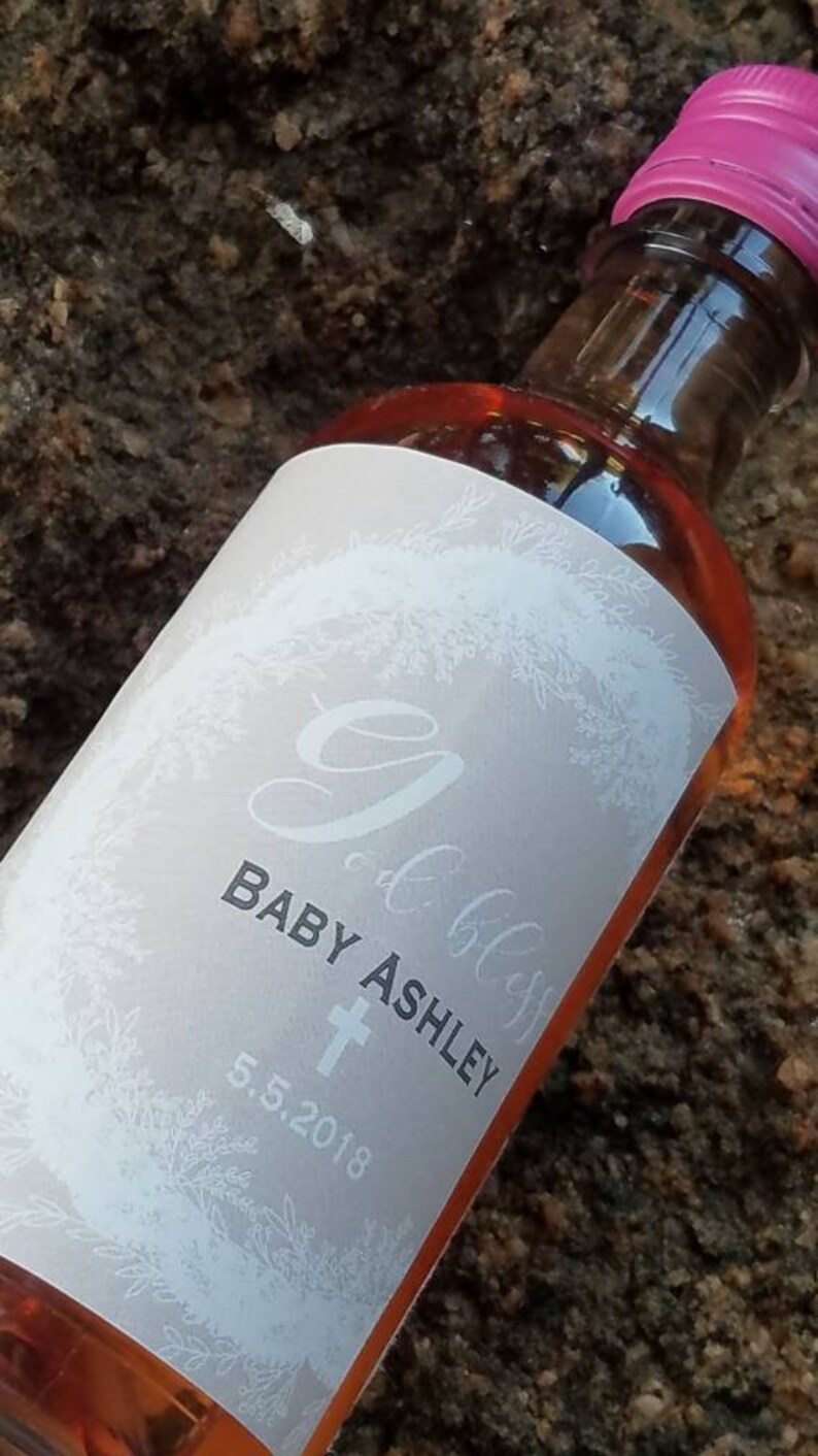 Baptism Party Mini Wine Bottle Labels Personalized Wine Etsy