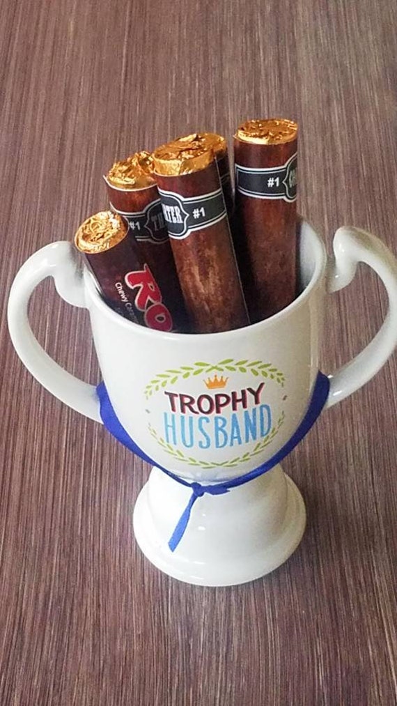 Custom and personalized trophy husband fathers day mug | chocolate cigars gift set | thank you dad gifts | trophy cup | dad's mug gift set Il_570xn