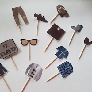 Men&#39;s Fashion Cupcake Toppers: Father&#39;s Day Party Decorations (Set of 12)