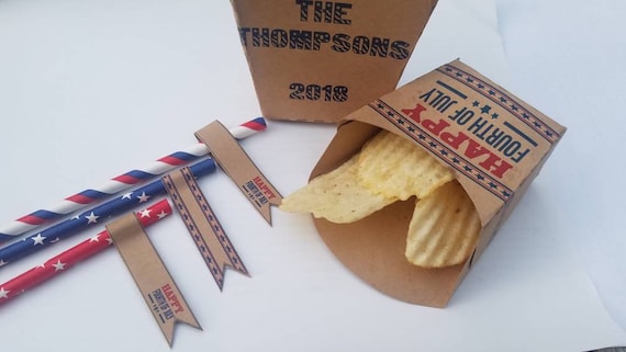 Custom fourth of July holiday fry boxes | open favor boxes | independence day | 4th of July patriotic | Stars stripes veterans | SET OF 10 Il_570xn