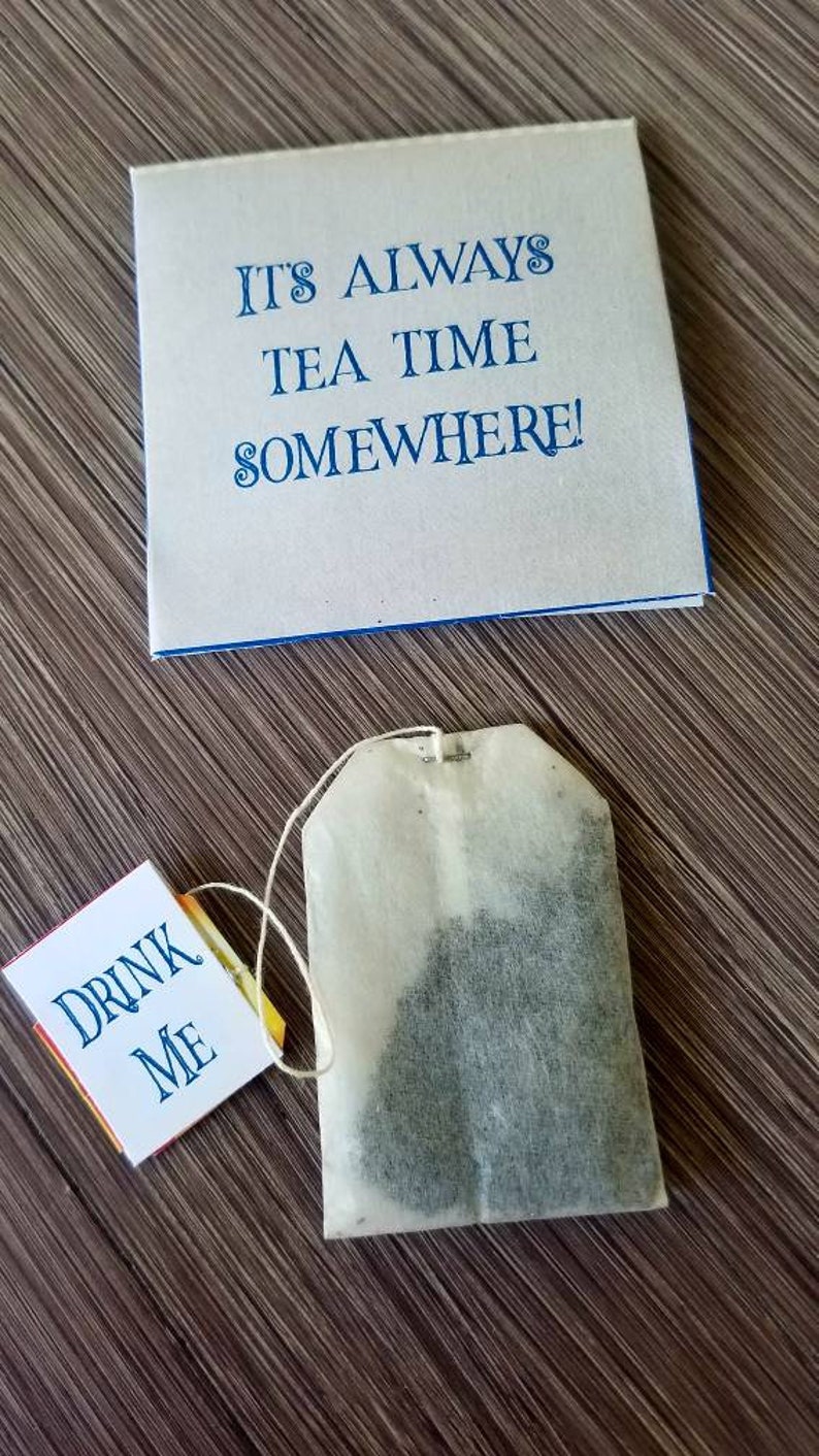 Wonderland tea brunch favors custom tea bags personalized tea wrappers save the date tea shower or baby shower tea party SET OF 10 image 6