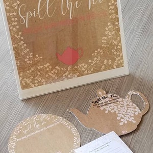 Mors de thee aangepaste party set | bruidsdouche baby shower high tea brunch | advies kaarten aangepaste theezakjes moeder teken bruid om advies kaarten