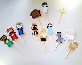 Adornos para cupcakes de la Natividad: decoraciones para la fiesta de cumpleaños de Jesús