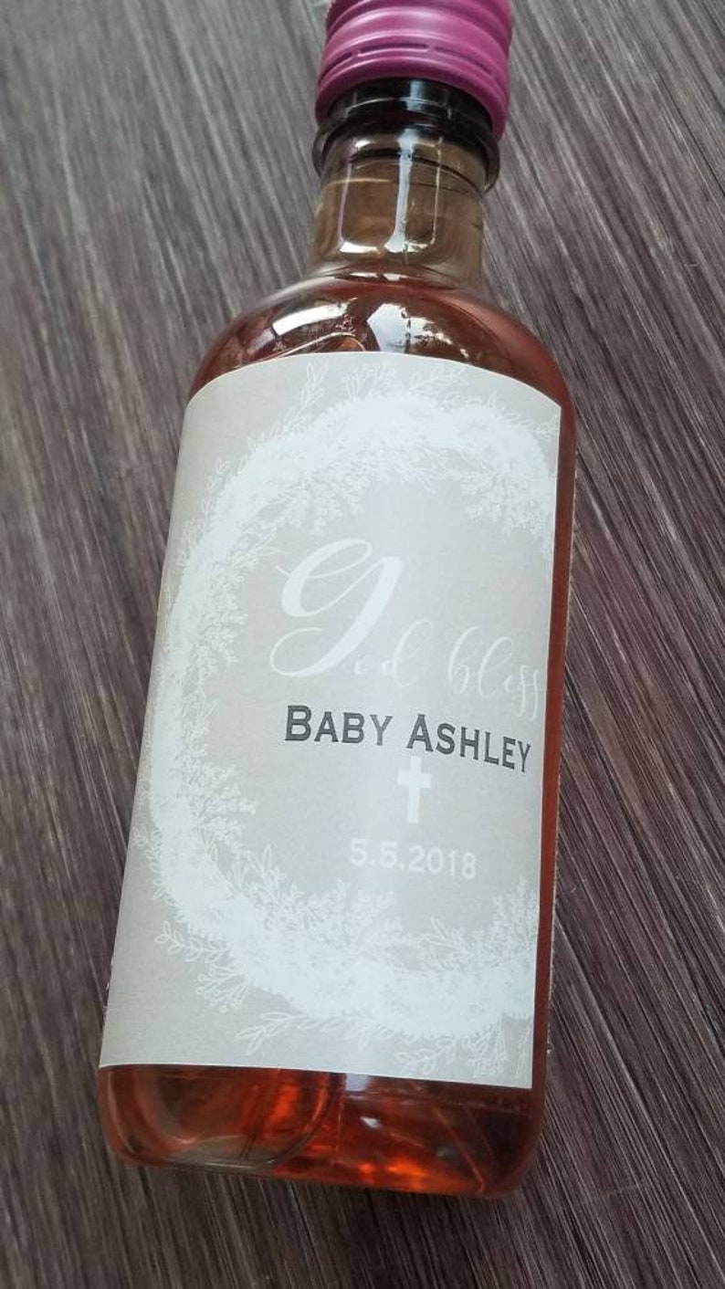 Baptism Party Mini Wine Bottle Labels Personalized Wine Etsy
