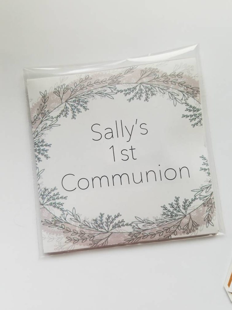 Confirmation first communion or baptism retreat gifts tea bag favors custom tea bags catholic personalized wrappers envelope SET OF 10 image 2