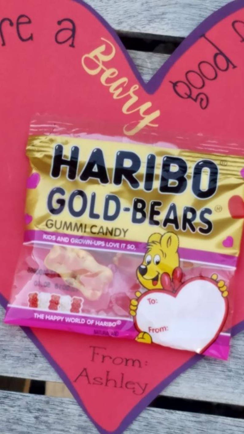 Valentine's day heart gummy bear candy classroom treats friend gift sets class treats gifts cheap affordable beary special SET OF 10 image 3