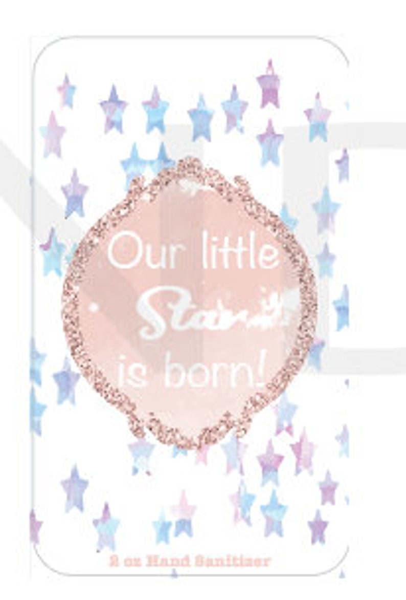 a star is born movie theme baby shower hand sanitizer labels party favors purell movie star rockstar party gifts Hollywood SET OF 12 pink n blue