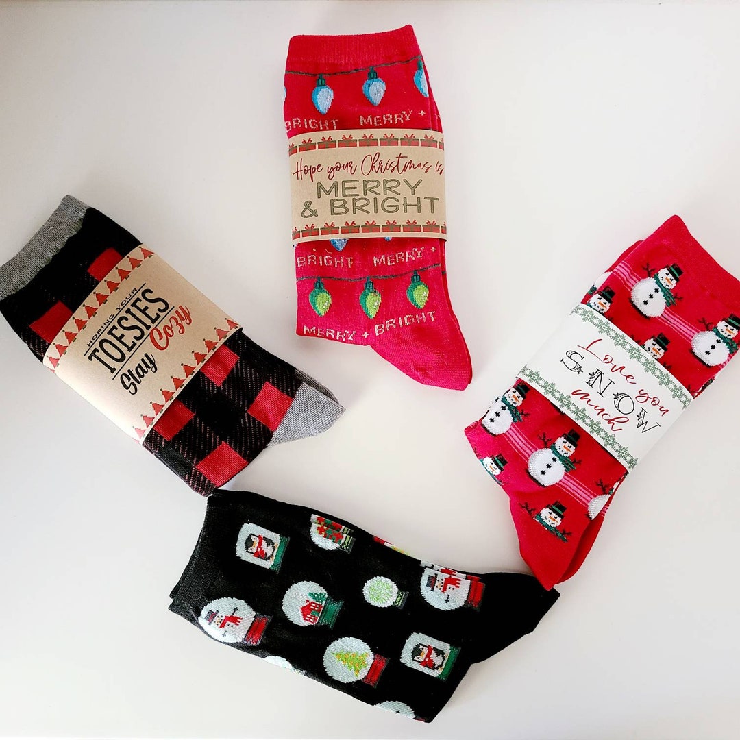 Personalized Socks Gifts Wrap Labels Gift Cozy Buffalo Check Plaid