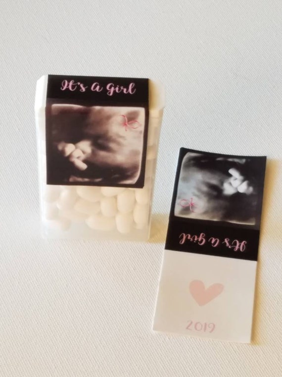 Baby announcements gender reveal 4d sonogram ultrasound baby shower tic tacs photo mint labels ⎜ favors ⎜ gifts tictacs ⎜ SET of 10 Il_570xn