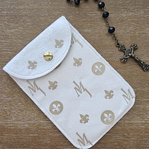 JMJ custom made gold foil monogram large rosary pouch | change wallet |  LV similar jesus mary and joseph Catholic pocket purse
