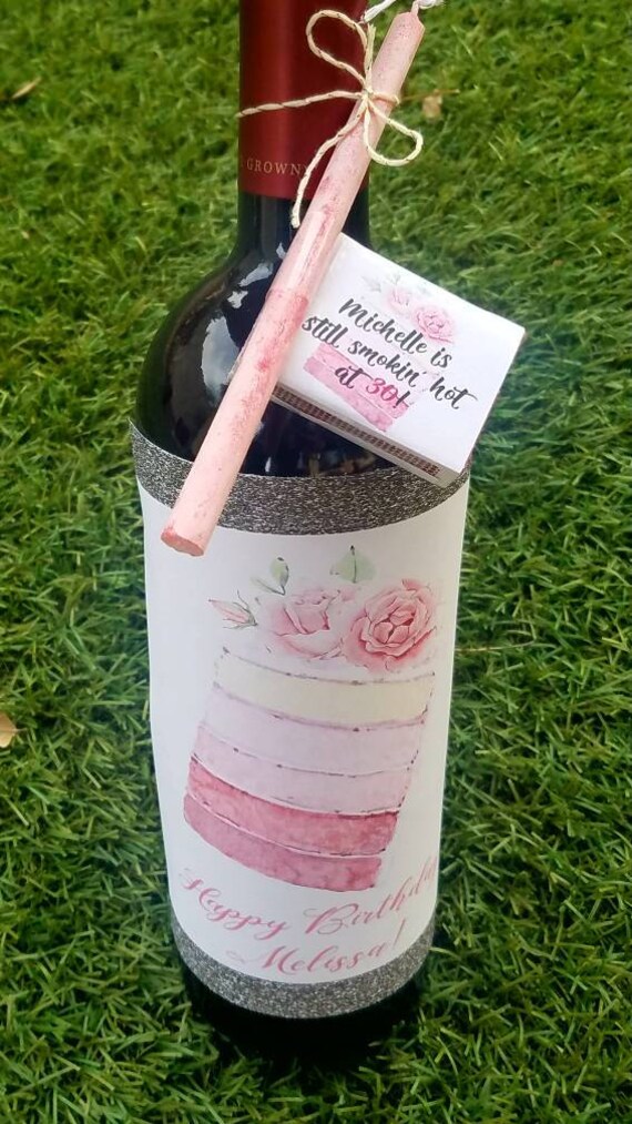 Quarantine birthday cake candle wine label and matchbox party gift set