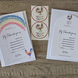 Cursillo Igreja Católica retiro de cores arco-íris galo palanca conjunto de cartões de felicitações com adesivos e envelopes brindes para conferências