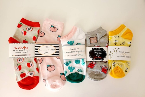Teacher appreciation day sock wrap valentines day custom socks gift wrapper wraps ⎜ back to school office staff classmate favors gifts apple Il_570xn