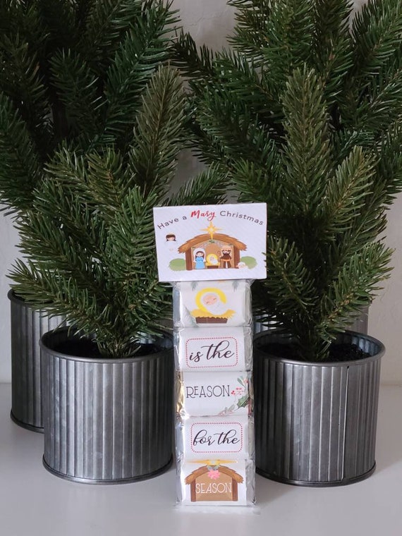 Jesus is the reason for the season party favors gifts ⎜ kids Christmas nativity ⎜ advent church classroom chocolate custom sets | SET OF 5 Il_570xn