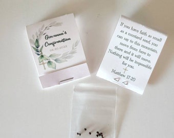 Baptism Party gold frame mustard seed packets ⎜ first holy communion church confirmation favors ⎜ cross ⎜ christening ⎜ vbs camp SET of 10