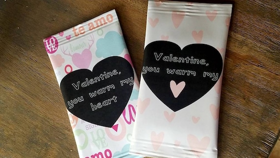 Valentines day hot chocolate custom gift wrapper | cocoa sets | classroom treats teacher gift | Valentine's Day cheap affordable | SET OF 5 Il_570xn