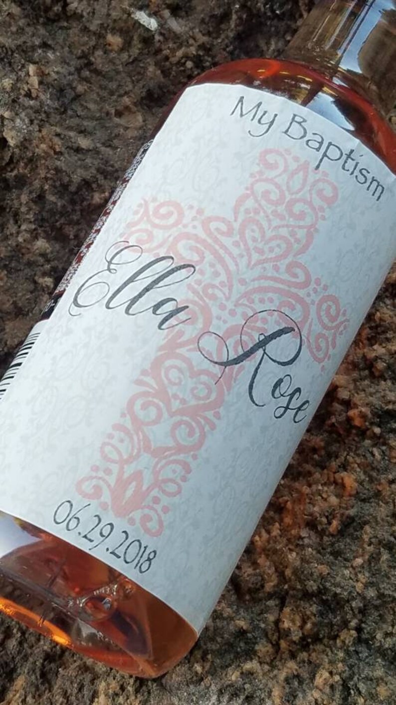 Baptism Party Mini Wine Bottle Labels Personalized Wine Etsy