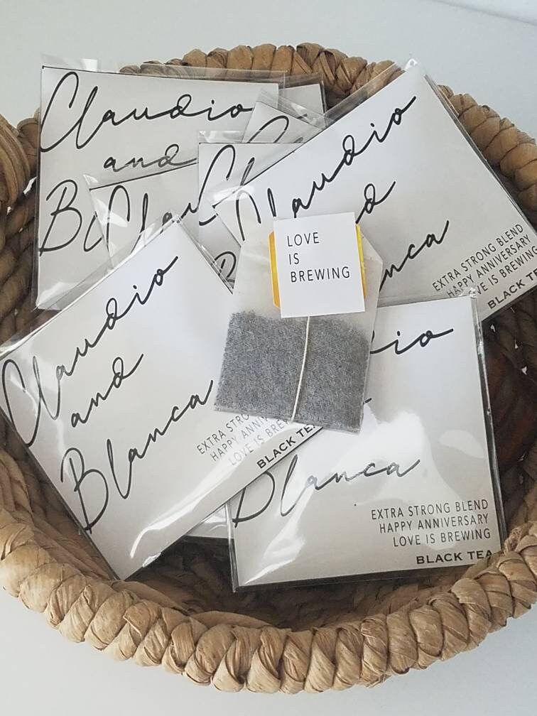 Wedding tea bag favors urban chic custom tea bags mininalist Etsy