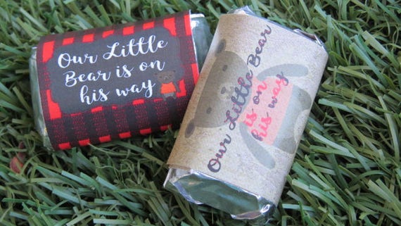 Custom wild one lil bear party favors ⎜ little man baby shower gifts ⎜ boys birthday ⎜ buffalo plaid check ⎜ woodland creatures ⎜ SET OF 25 Il_570xn