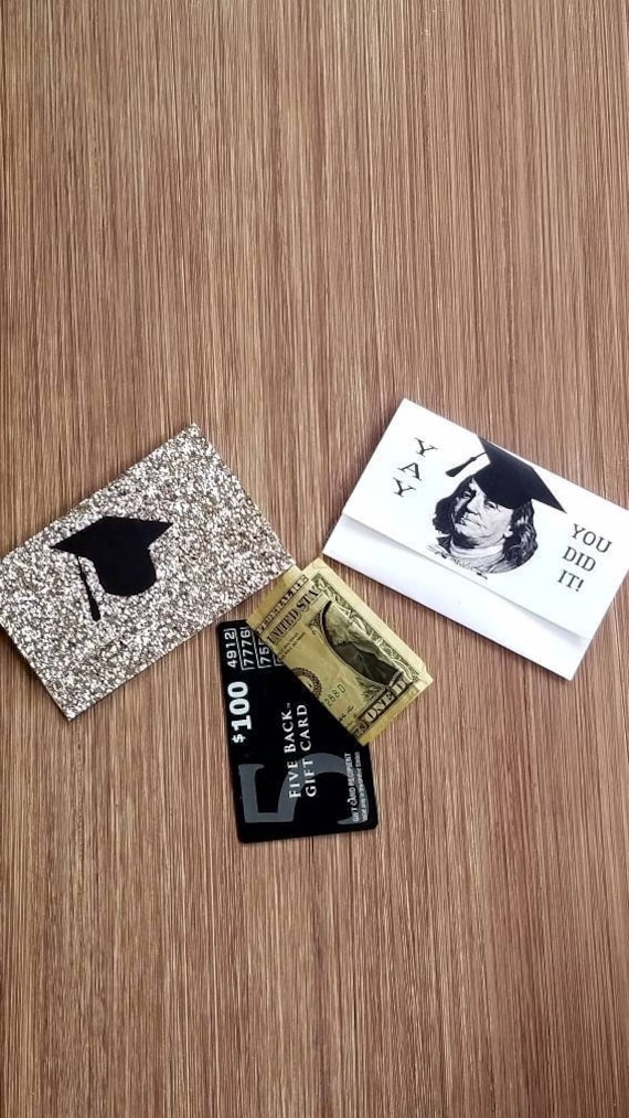 Personalized graduation gift card holder ⎜classroom teacher gifts ⎜ Benjamin money envelopes ⎜ affordable ⎜ gold glitter grad cap | SET OF 4 Il_570xn