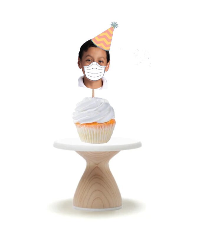 Quarantine birthday Party Cupcake Toppers social distancing ⎜ photo c…