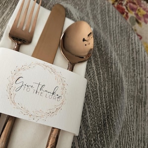 Personalisierte Grateful Thanksgiving-Serviettenring ⎜ benutzerdefinierte Utensilienhalter ⎜ Dankbar für Tischkarten für Herbstkranz ⎜ SET