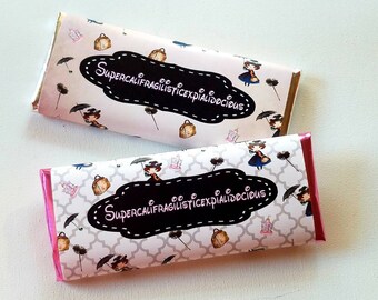 Mary Poppins Chocolate Bar Favors: Personalized Birthday Party Treats