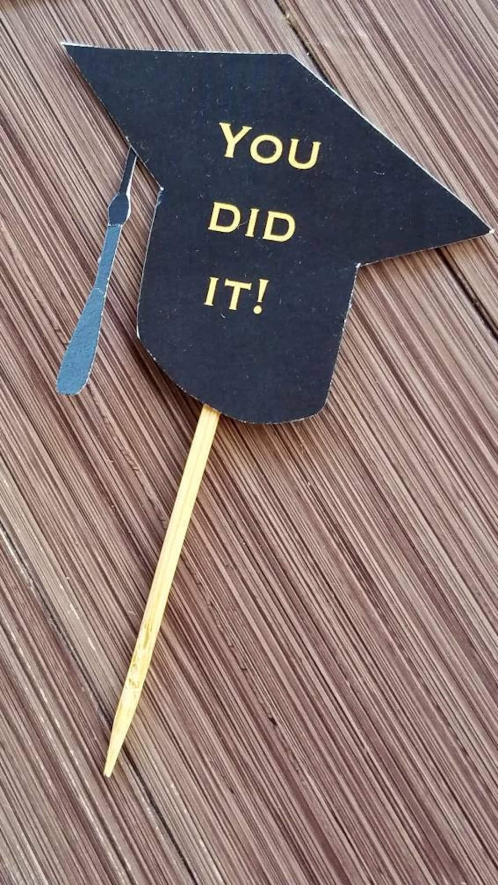 Graduation Hat Cupcake Topper Custom Name Personalized Etsy