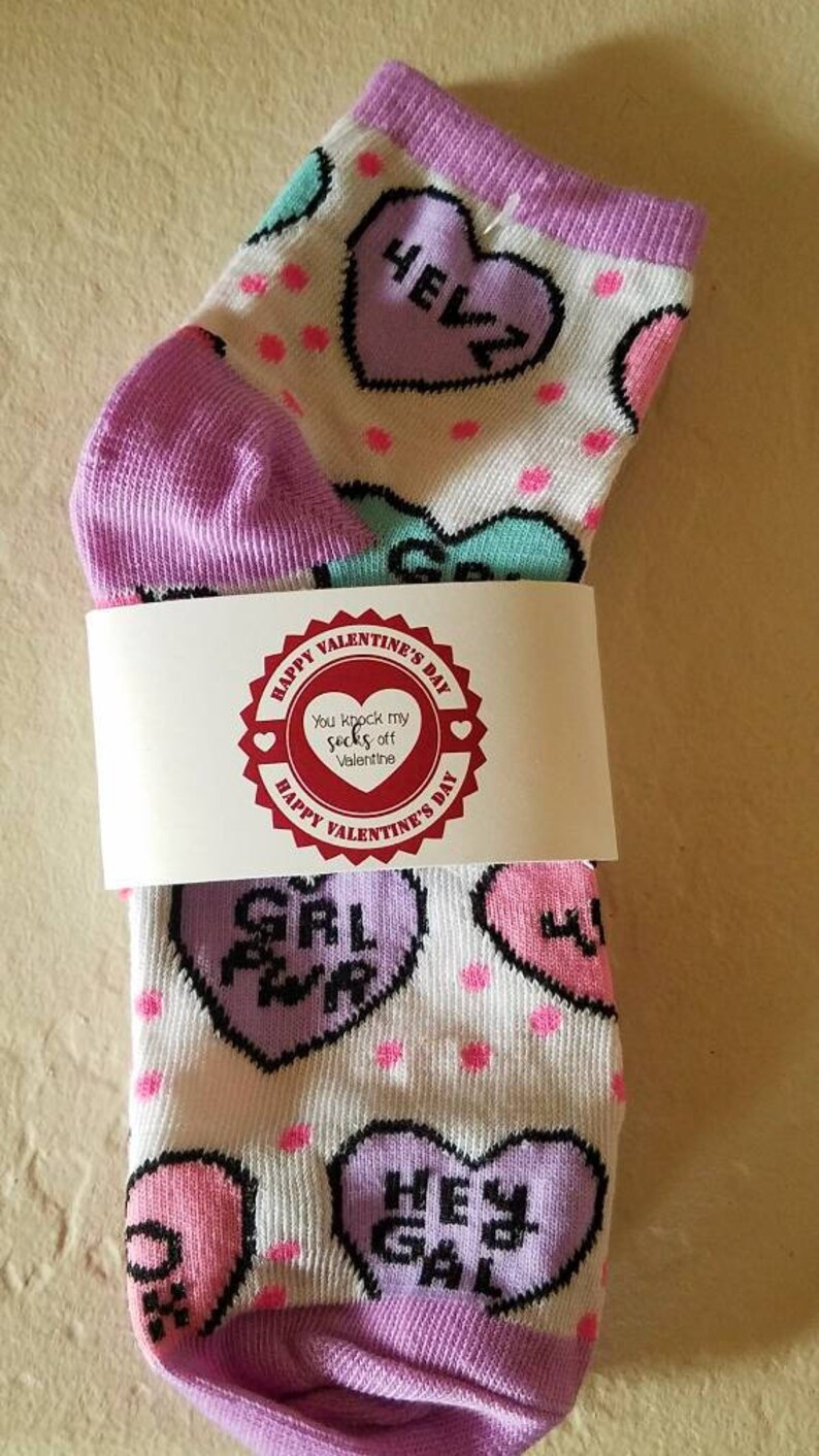 Personalized sock gifts custom sock wrap gift unique Valentine's Day mature classroom treats favors socks gifts cheap affordable gift Conv heart lady 9-11