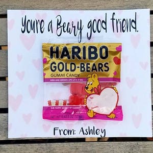 Valentine's day heart gummy bear candy classroom treats friend gift sets class treats gifts cheap affordable beary special SET OF 10 image 4
