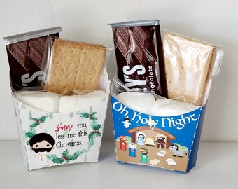 Christmas nativity scene custom smores gift set | psalm Catholic chocolates gifts | religious christian edible favors smore jesus smore joy