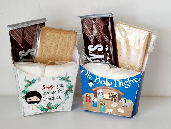 Christmas nativity scene custom smores gift set | psalm Catholic chocolates gifts | religious christian edible favors smore jesus smore joy Il_570xn