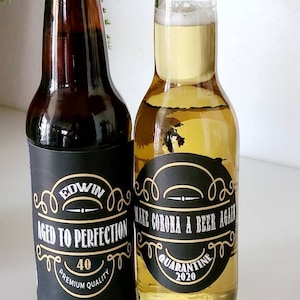 Corona labels beer 70th birthday cheers beers party beer bottle labels retirement custom label vintage scroll design beer BBQ brew SET of 6